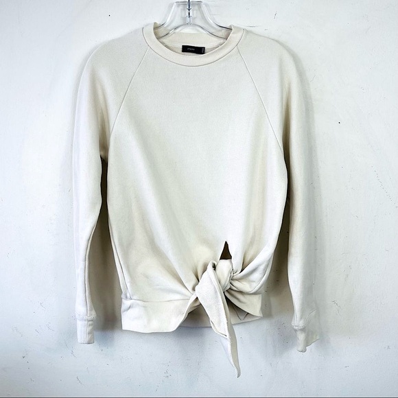 JOSEPH Runway Off White Loop Back Front Knot Raglan Crewneck Sweatshirt Sweater - Picture 7 of 15